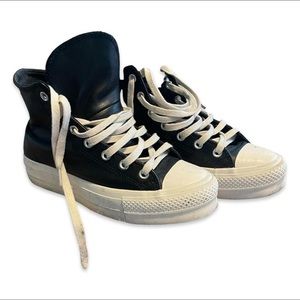 Leather platform converse